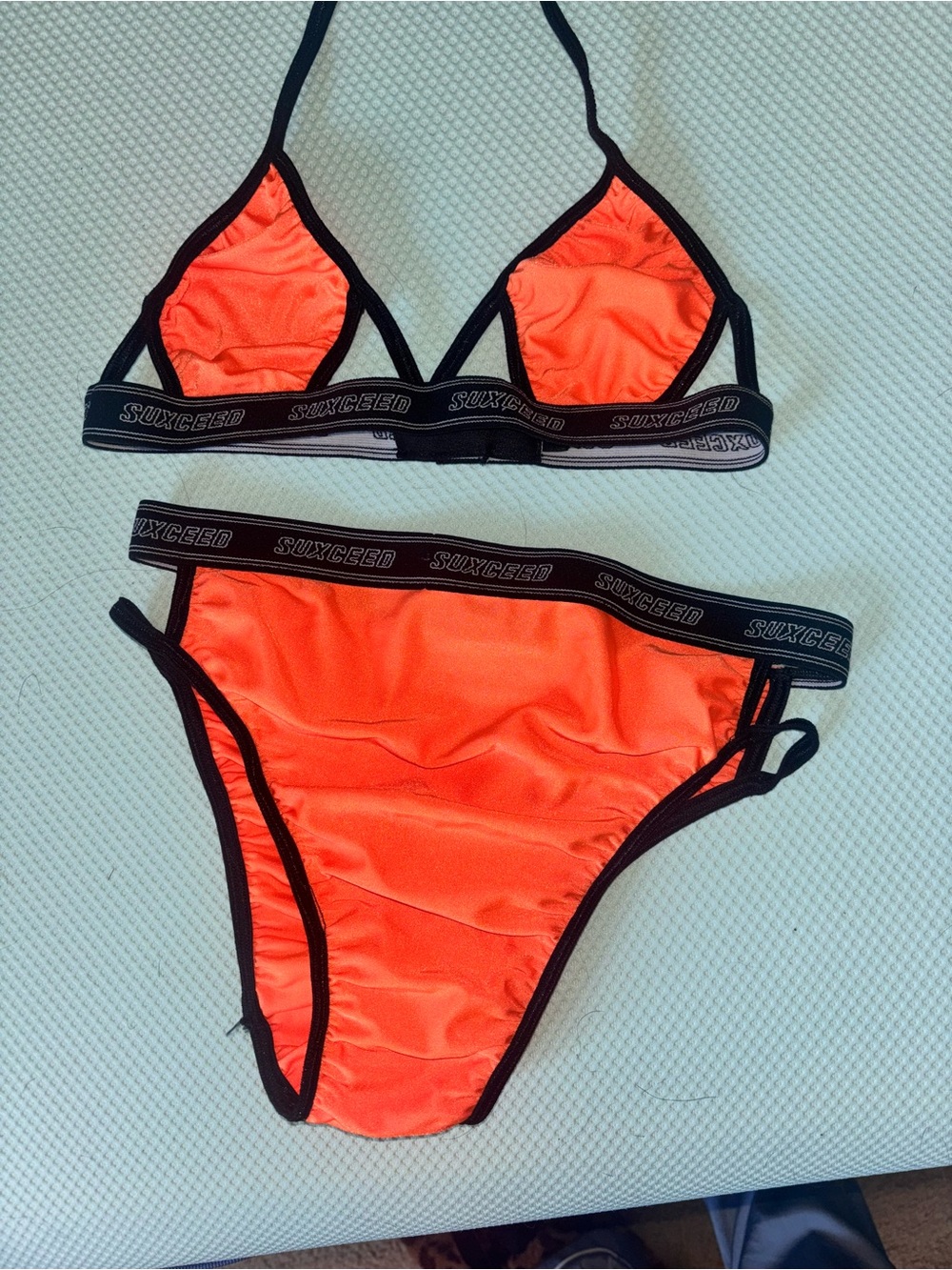 Neon Orange Triangle Bikini Set - SUXCEED